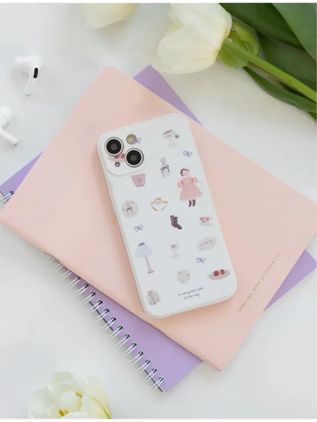 Чехол на iPhone 13 с принтом, чехол на iPhone 13 с бантиками